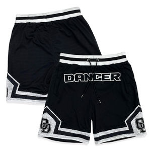 Hot Selling Men's Summer Basketball <b>Shorts</b> Vintage Print Hip Hop Mesh <b>Shorts</b> with Embroidery Zipper Pocket Breathable <b>Cheap</b> - Product Image 1