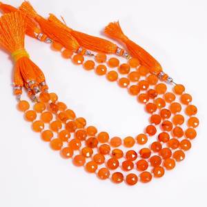 Perles de pierres précieuses en forme de pièce de monnaie à facettes en cornaline naturelle 7-7.5mm perles en vrac de forme fantaisie pour la fabrication de bijoux du fournisseur en gros - Product Image 1