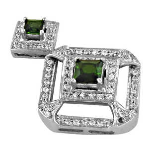 925 Silver Square Stud Earrings <b>Emerald</b> Cut Diamond <b>Green</b> Gemstone Flower Pattern for Women Trendy Wedding Engagement Accessory - Product Image 2
