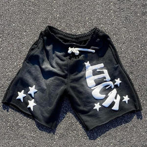 Personnalisé Vintage 100% Coton Gym Running Shorts Puff Print Hommes Écran Mousse Maille Style Décontracté Solide Motif Shorts pour Hommes - Product Image 5