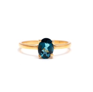 S925 14K Gold Plated Classic Design Natural London <b>Blue</b> Topaz <b>Ring</b> Customizable for Retail OEM ODM from Thailand - Product Image 1
