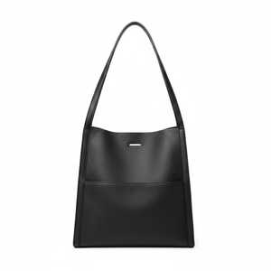 Sac fourre-tout en cuir de galet vintage noir pour femme, grand sac à main pour le travail, sac à bandoulière minimaliste, sac seau, sac de transport quotidien, sac à main - Product Image 6