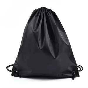Black <b>Drawstring</b> <b>Backpack</b> Plain Dyed Polyester Portable Sport Bag Sport Bag Outdoor Use Best Price Wholesale OEM Supplie - Product Image 1
