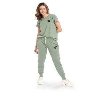 OEM personalizado diseño de logotipo Streetwear pantalones de chándal 2 piezas suéter pantalones conjuntos Jogger trajes conjuntos mujer chándal - Product Image 1