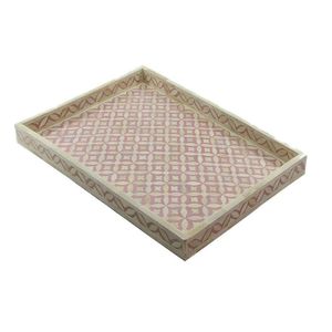 Bandeja de servicio decorativa Floral con incrustaciones de hueso de diseño de lujo para mesa de centro, bandeja de servicio de encimera del fabricante indio SCI - Product Image 3