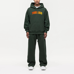 Venta caliente 2025 Chándal para hombres Liso teñido 100% Material de algodón Transpirable Logotipo personalizado Impresión Servicio OEM - Product Image 1