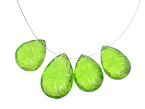 AAA Peridot Hydro Cuarzo Piedra preciosa Tallado Pera Briolette Cuentas 20mm-22mm Facetado Hydro Cuentas Peridoto Cuarzo Flor Tallado Cuentas - Product Image 3