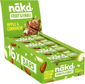 Barre de fruits et de fibres Nakd' à la pomme et à la cannelle - Vegan - Sans gluten - Collation saine, 44g (Paquet de 16 barres) - Product Image 1