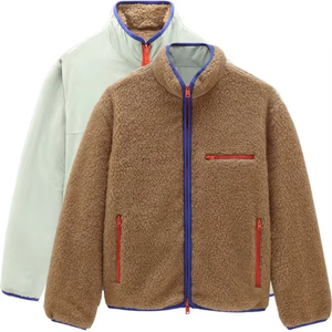 Veste à capuche en polaire Sherpa d'hiver unisexe personnalisée | Vêtements d'extérieur épais et imperméables à col montant réversible avec logo sur le devant - Product Image 2