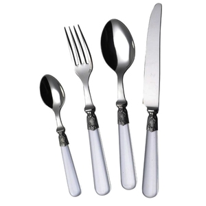 Finition argentée moderne faite sur commande résistante d'acier inoxydable de couverts en métal avec la poignée de résine ensemble - Product Image 1