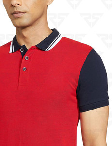 Polo régulier pour hommes Couleur rouge solide Manches contrastées Design RK Sports Manufacturing Company of custom polos RK-PS-001 - Product Image 4