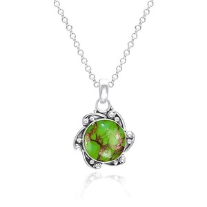 Vente en gros de pendentifs en argent sterling 925 avec pierres précieuses vertes et turquoises pendentifs en argent 925 avec timbre bijoux - Product Image 1