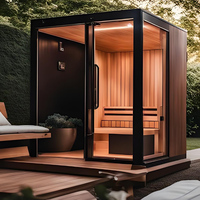 Sauna en cèdre rouge pour 6 personnes, sauna extérieur avec chauffage Harvia Sona, cabine de sauna à chaleur sèche extérieure