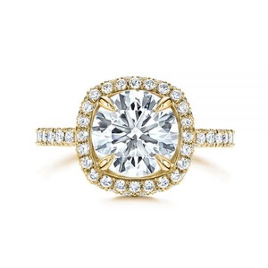 Moissanite Halo Engagement Ring High Quality VVS Clarity Round Cut Shape Wholesale Rings Jewelry Eternity Ladies Wedding Rings - Product Image 6