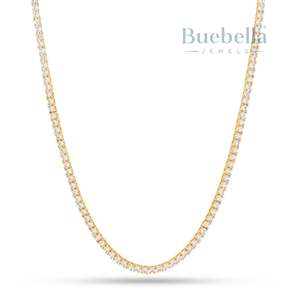 Collier Tennis Hiphop en Argent Sterling 925 Plaqué Or 14K avec Moissanite Ronde Brillante de Haute Qualité, Vente Chaude - Product Image 3