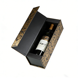 Magnetic foldable rigid paper packaging <b>boxes</b> custom luxury gift <b>boxes</b> for wedding <b>champagne</b> whiskey red wine glass bottle - Product Image 5