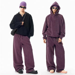 Ensemble sweat à capuche oversize et pantalon de survêtement large en molleton épais pour femme, avec logo brodé personnalisé, motif uni, idéal pour l'hiver - Product Image 4