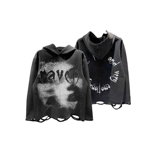 OEM/ODM Fabrication Logo Personnalisé Hoodies Acid Wash Hommes Hoodies Acid Wash pour Hommes Distressed Hoodie Hommes - Product Image 1