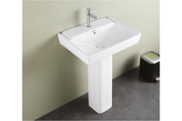 Vasque sur pied en céramique blanche moderne, très vendue, avec égouttoir, écologique, pour les salles de bain d'hôtel et usage privé