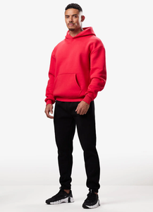 Wholesale Custom Men's <b>Red</b> Color Hoodie <b>High</b> Quality Drop Shoulder Breathable Hoodie Made In Pakistan - Product Image 3
