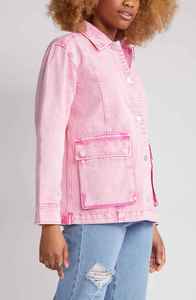 แจ็กเก็ตยีนส์ผู้หญิงสำหรับฤดูหนาวสีชมพูผ้าฝ้ายแจ็กเก็ตยีนส์ธรรมดาสำหรับผู้หญิงขนาดใหญ่พิเศษผลิตตามสั่ง - Product Image 5