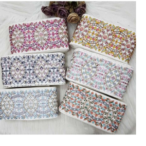 Rubans brodés à la machine sur mesure de différents modèles et de couleurs claires et sombres pour les robes de mariée et les vêtements. - Product Image 6