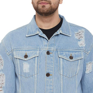 Fashion Men's Regular Fit Washed Full Sleeve Patchwork Denim <b>Jacket</b> <b>Western</b> Style <b>Jacket</b> Wholesale and Customize - Product Image 6