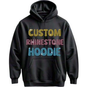 Sudaderas con Capucha Extra Grandes de Alta Calidad para Hombre, Estilo Urbano, con Pedrería, Cierre de Cremallera, Hombros Caídos, Sudaderas con Pedrería Termoadhesiva para Hombre - Product Image 2