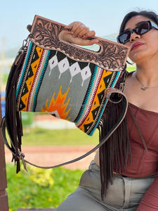 Llegada mano Tooled Fringe bolsos Jacquard Color Sling bolsos bohemio azteca tela nuevo diseño Vintage bolsos elegantes para mujeres - Product Image 5