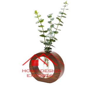 แจกันตกแต่งโต๊ะทำจากไม้ธรรมชาติแจกันดอกไม้ไม้แท้พร้อมแจกันไม้ไผ่ดีไซน์สะดุดตา - Product Image 5