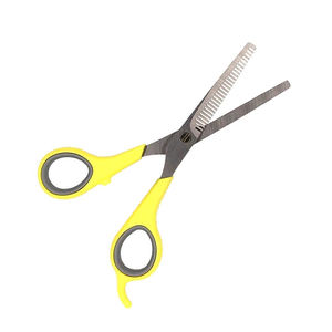 กรรไกรตัดผมสเตนเลสแบบมีสไตล์พร้อมที่จับพลาสติกที่วางปลายใบมีดตรงและที่วางนิ้วสำหรับผมบาง - Product Image 1