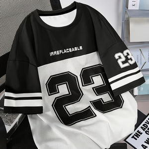 เสื้อยืดคอกลมสำหรับผู้ชายพิมพ์ลายตัวอักษรไซส์ใหญ่พิเศษแบบสวมหัวแนวคลาสสิก - Product Image 2