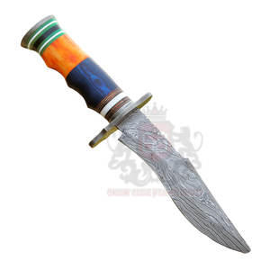 Cuchillo de Caza de Hoja Fija Premium, Acero de Damasco, Mango de Madera, OEM, para Campamento y Supervivencia al Aire Libre, Punta de Caída, Borde Recto - Product Image 1