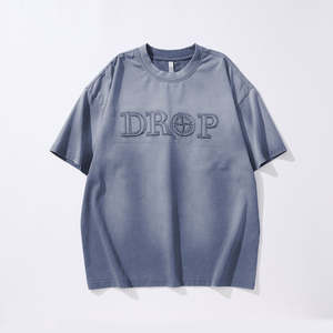 Camiseta de Algodón Orgánico de Punto con Lavado Ácido Personalizada para Hombre, Bordado e Impresión Directa, Estilo Vintage, Venta al por Mayor - Product Image 4