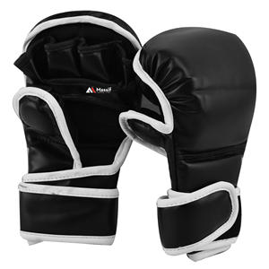 Gants MMA demi-doigt de haute qualité Logo personnalisé en cuir de vachette Protection professionnelle Séchage rapide Tailles confortables 8oz - Product Image 1