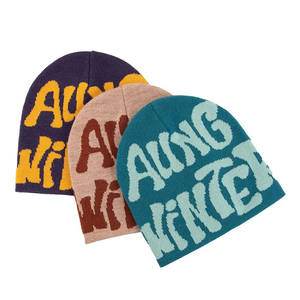 Gorro Jacquard de talla grande con diseño personalizado, precio al por mayor, logotipo bordado, letras de Hip Hop, gorros tejidos de invierno Jacquard - Product Image 2