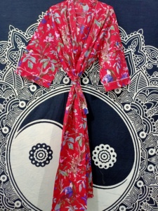 Robe Kimono en coton grande taille pour femmes imprimé oiseau robe de chambre à manches trois-quarts Sexy plage couverture pour printemps été automne - Product Image 4