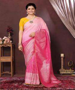 Traditional Banarasi Saree with Checks Design, Reflecting Timeless Elegance and Grace. - Product Image 1