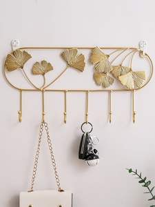 Vente chaude Antique Or Floral Oiseau Mur Crochet Rack Vintage Décoratif Manteau Cintre avec 5 Crochets pour Entrée De Stockage - Product Image 5