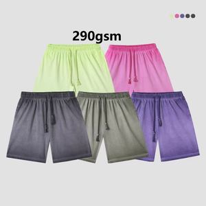 Almacén de EE. UU. Personalizar Algodón puro Verano Casual Cintura media Sucio Lavado Vintage Gradiente Sólido Hombres Cinco puntos Corto - Product Image 2