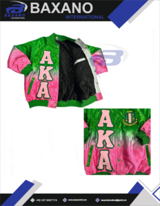 Alfa |   Kapa |   Chaqueta Bomber AKA de la Hermandad Griega Alpha, Brillante, Satinada, Impermeable, Bordada, Estilo Universitario Multicolor - Product Image 6