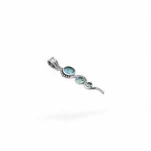 Vente en gros de pendentif minimaliste en argent sterling 925 massif pour femme en topaze bleue naturelle serti de pierres précieuses à facettes - Product Image 3