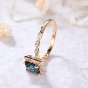 Bague de fiançailles en or massif 18 carats Alexandrite Gemstone Luxury New Design Fine Real Gold Fine Jewelry Rings with Real Diamonds Ring - Product Image 4