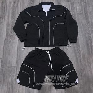 Polo personalizado con media cremallera Camisa de nailon reflectante de 3m Chaqueta cortavientos Conjunto corto Camisa de manga larga de gran tamaño y conjunto corto - Product Image 6