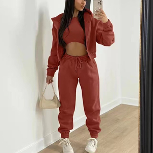 Oem Custom Wholesale Two Piece Zipper Hoodie Women <b>Set</b> 2024 Custom Cotton Jogger <b>Set</b> Customized Women Sweatsuits <b>Set's</b> - Product Image 5