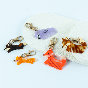 CANYUAN Porte-clés en acétate de 6 cm en forme de renard, breloque de sac animalier de dessin animé, pendentif avec fermoir mousqueton, accessoire de sac pour femme, logo personnalisé - Product Image 6