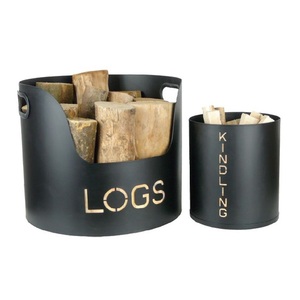 Set of 2 Handmade Metal <b>Coal</b> <b>Buckets</b> with Black Powder Coating Perfect for Stylish Ash Storage and Fireplace Use - Product Image 1