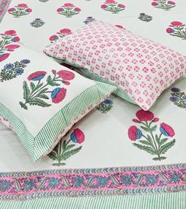 Indian Traditional 100% Pure Cotton Satin Bedsheets 2 Zipped <b>Pillow</b> Covers Luxury <b>King</b> <b>Size</b> Hand Block Printed for Bedding Set - Product Image 6