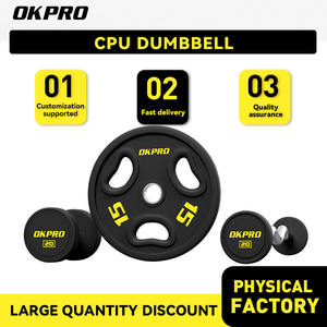 Set di Manubri Rotondi Commerciali OKPRO in PU di Alta Qualità con Logo Personalizzato Attrezzatura <span class=keywords><strong>Fitness</strong></span> da Palestra Pesi CPU - Product Image 6