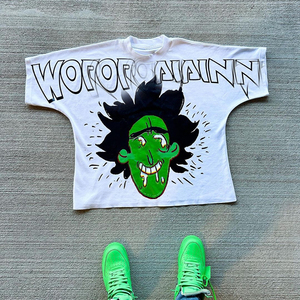 Camiseta personalizable Heavyweight Boxy para hombre Lavado ácido Vintage Jersey de longitud corta Bordado personalizado Diseño de cuello redondo de gran tamaño - Product Image 4